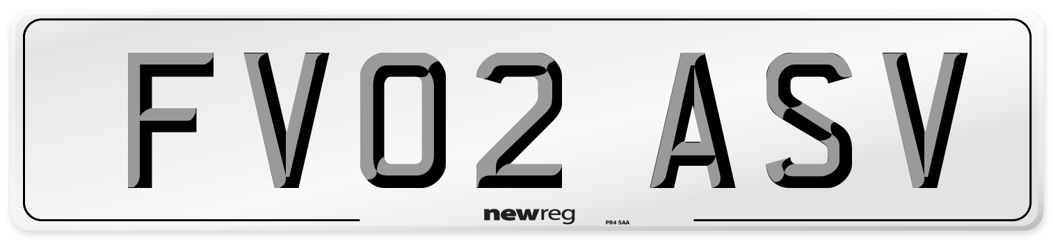 FV02 ASV Number Plate from New Reg